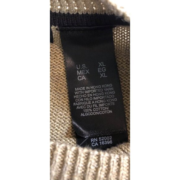 Claiborne Mens Size XL Tan Long Sleeve Ribbed Sweater 100% Cotton - Picture 9 of 11